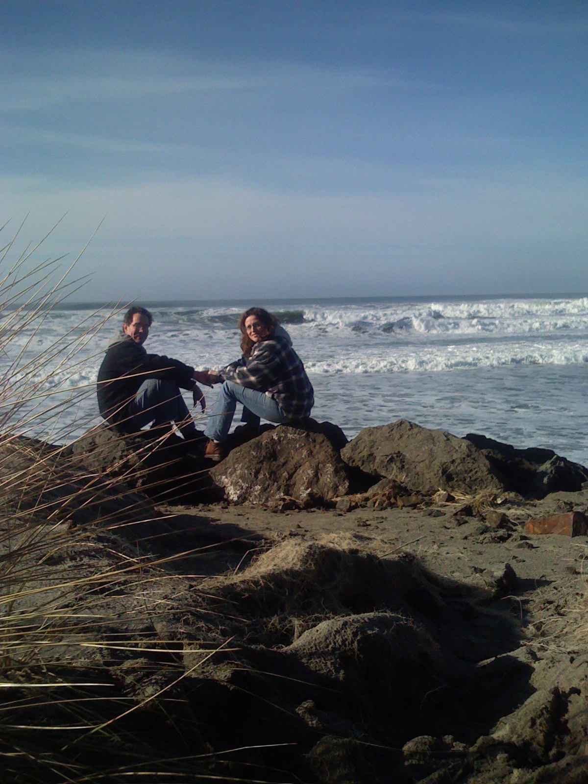 Barry & Anita on the beach at Neskowin